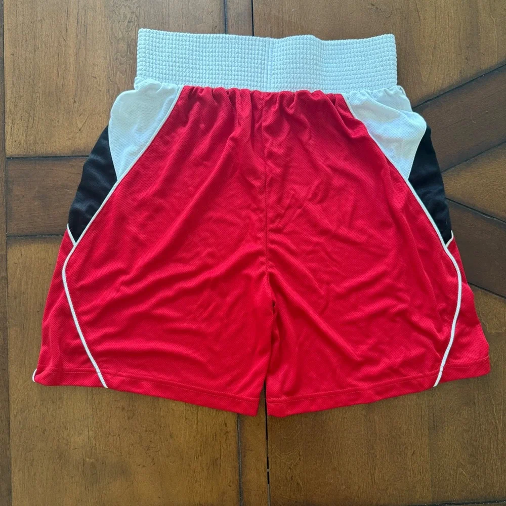 Title Boxing Mens Red Black White Mesh Training‎ Trunks Shorts Medium